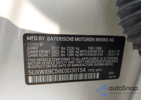 2014 BMW X3 xDrive28I z USA, uszkodzony, nr VIN 5UXWX9C56E0D30154